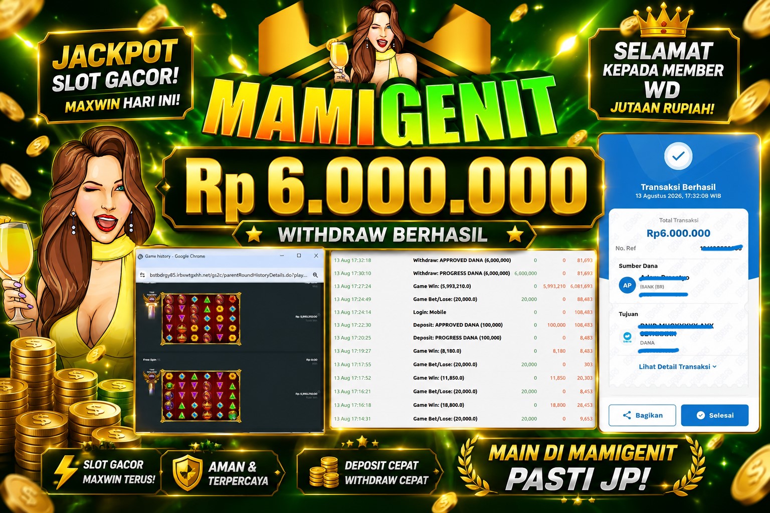 MAMIGENIT - JACKPOT DI SEBESAR RP.6,000,000,- DI GAME GATES OF OLYMPUS SUPER SCTATTER